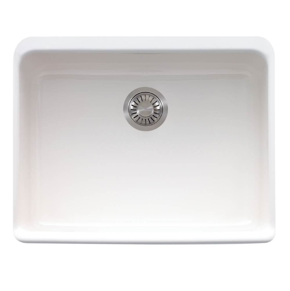 Franke Residential Canada Manor House 23.62-in. x 19.88-in. White Apron Front Single Bowl Fireclay Kitchen Sink - MHK110-24WH