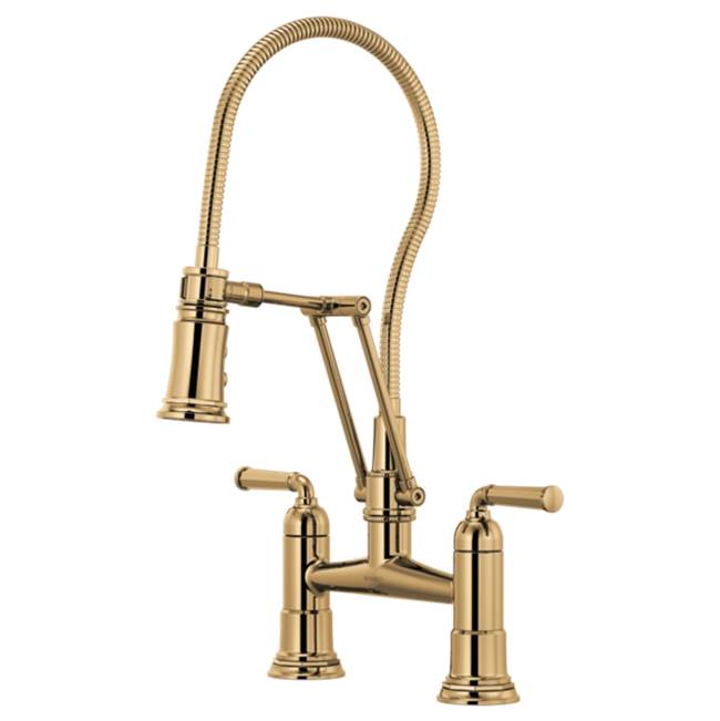 Bathworks ShowroomsBrizo CanadaTwo Handle Articulating Bridge Faucet With Finished Hose