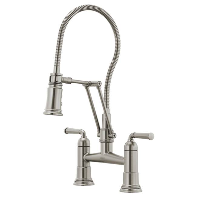 Bathworks ShowroomsBrizo CanadaTwo Handle Articulating Bridge Faucet With Finished Hose