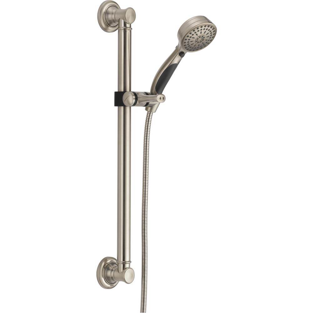Bathworks ShowroomsDelta CanadaUniversal Showering Components ActivTouch® 9-Setting Hand Shower with Traditional Slide Bar / Grab Bar