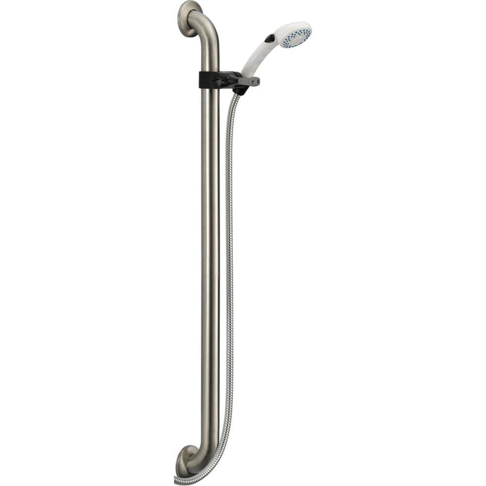Bathworks ShowroomsDelta CanadaUniversal Showering Components Adjustable Slide Bar / Grab Bar 2-Setting Hand Shower