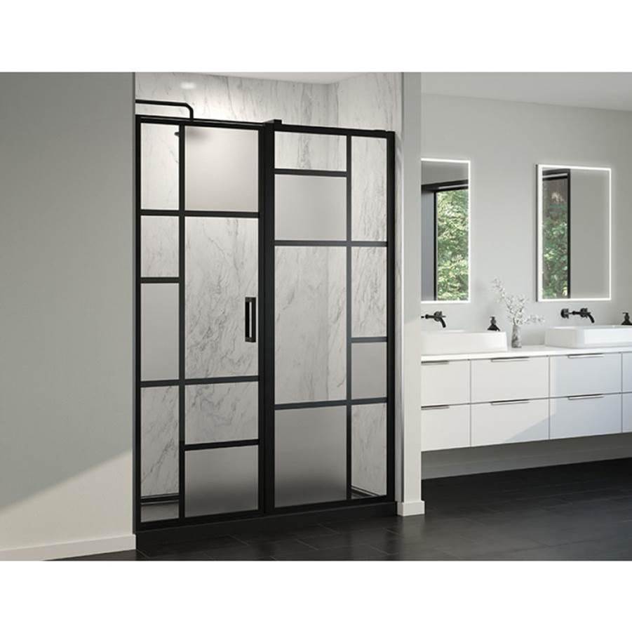 Bathworks ShowroomsFleurco CanadaCARO PIVOT DOOR, 48 X 79, MATTE BLACK, MIST  Plus CLEAR GLASS