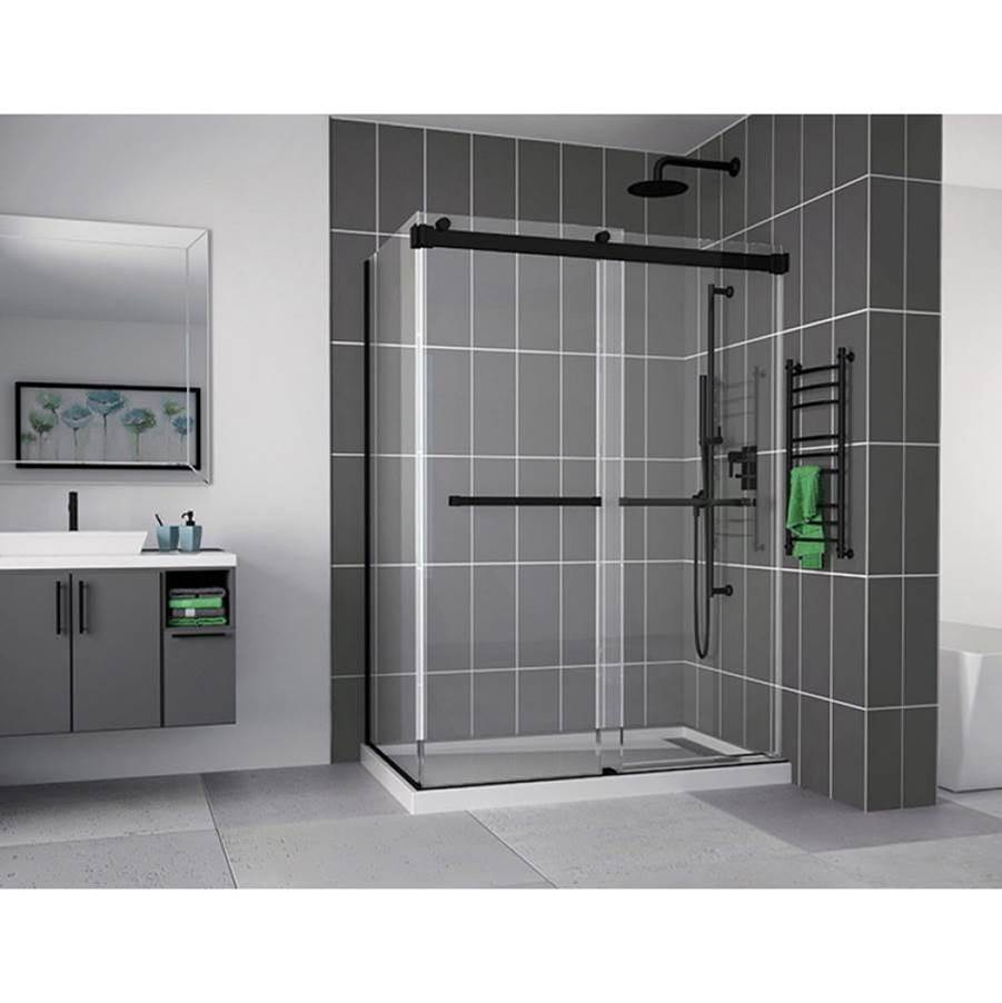 Bathworks ShowroomsFleurco CanadaGEMINI PLUS TUB 65 x 32,MATTE BLACK,10MM,RIGHT,SEKUR Plus