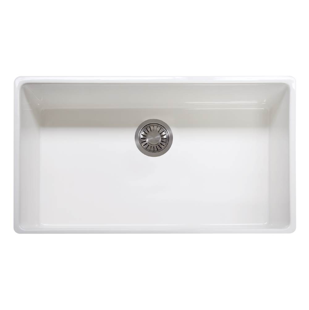 Bathworks ShowroomsFranke Residential CanadaFarm House 36-in. x 20-in. White Apron Front Single Bowl Fireclay Kitchen Sink - FHK710-36WH
