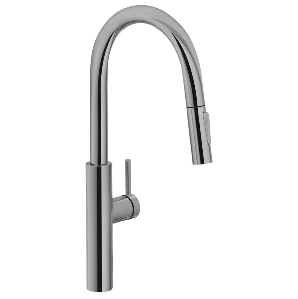 Bathworks ShowroomsFranke Residential CanadaPescara 19.7-inch Single Handle Pull-Down Kitchen Faucet in Satin Nickel, PES-PDX-SNI