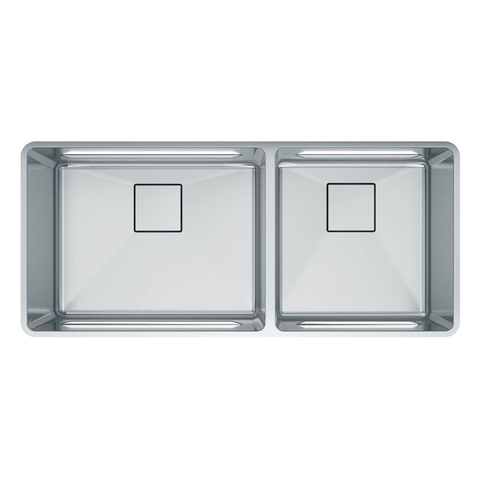 Bathworks ShowroomsFranke Residential CanadaPescara 41-in. x 18-in. 18 Gauge Stainless Steel Undermount Double Bowl Kitchen Sink - PTX160-40-CA
