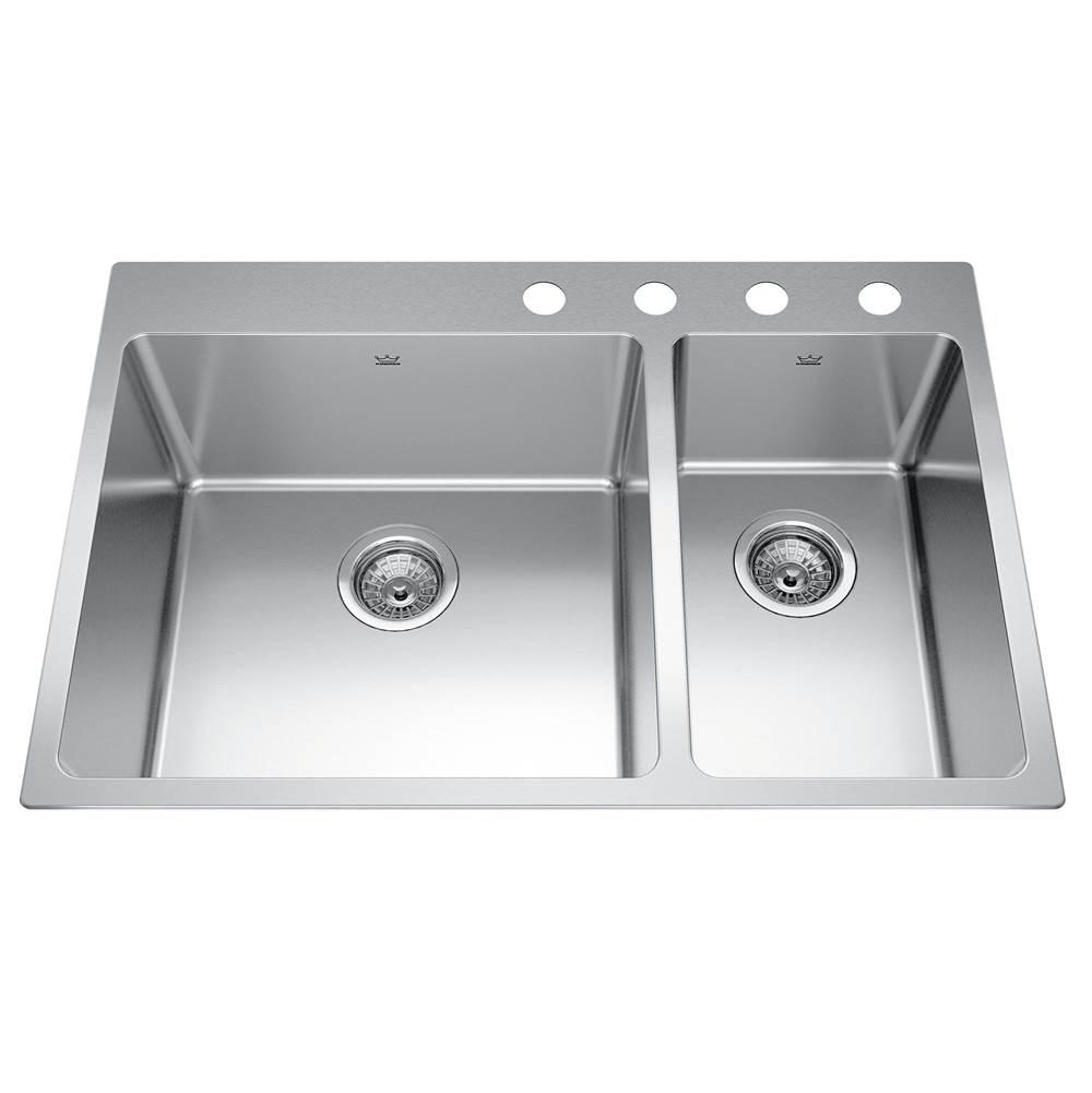 Bathworks ShowroomsKindred CanadaBrookmore 31-in LR x 20.9-in FB Drop in Double Bowl Stainless Steel Kitchen Sink