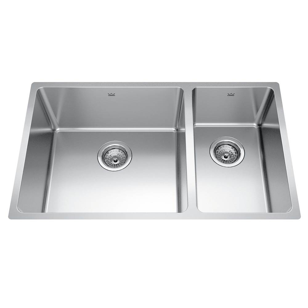 Bathworks ShowroomsKindred CanadaBrookmore 30.6-in LR x 18.2-in FB Undermount Double Bowl Stainless Steel Kitchen Sink