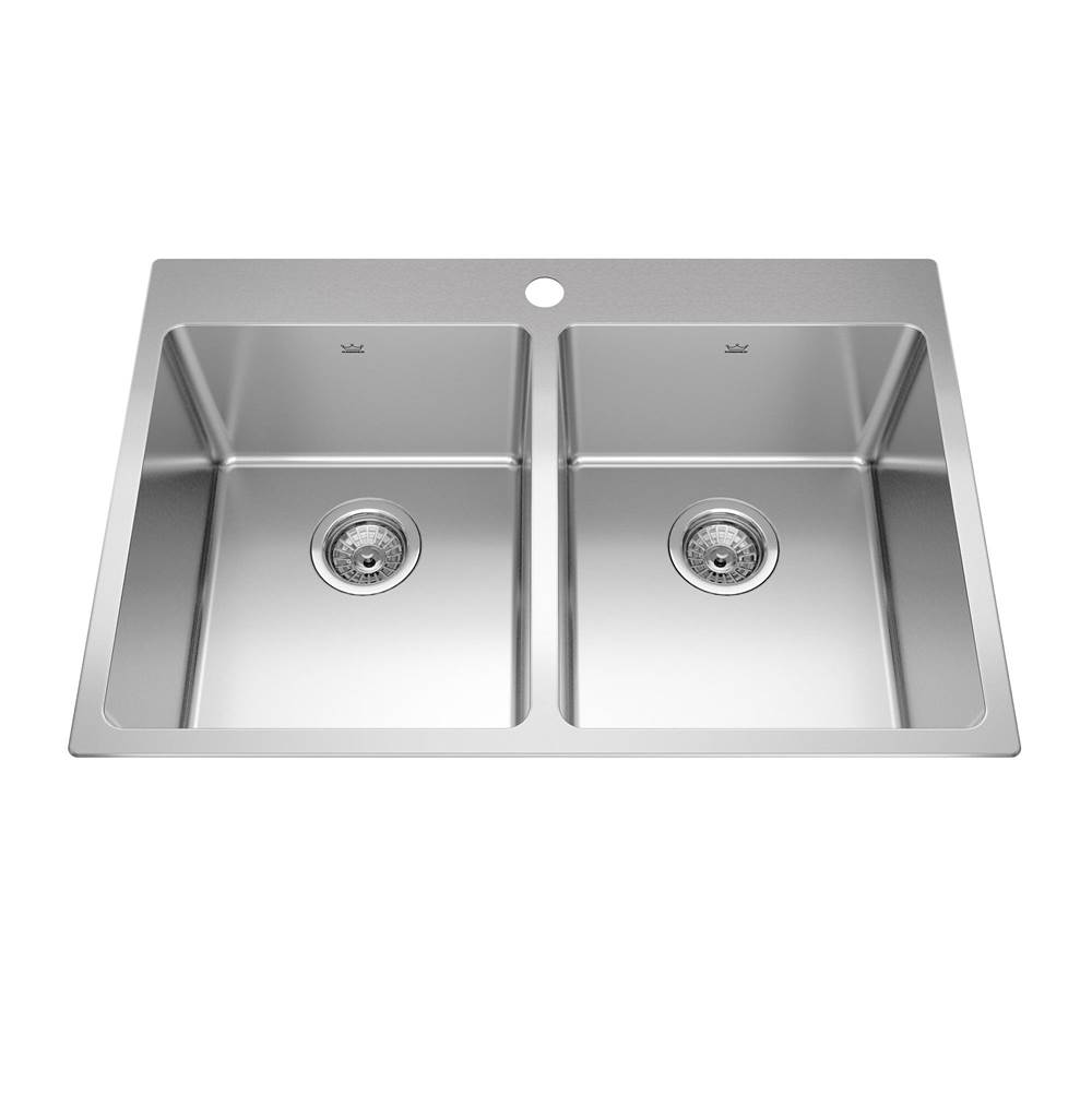 Bathworks ShowroomsKindred CanadaBrookmore 31-in LR x 20.9-in FB Drop in Double Bowl Stainless Steel Kitchen Sink