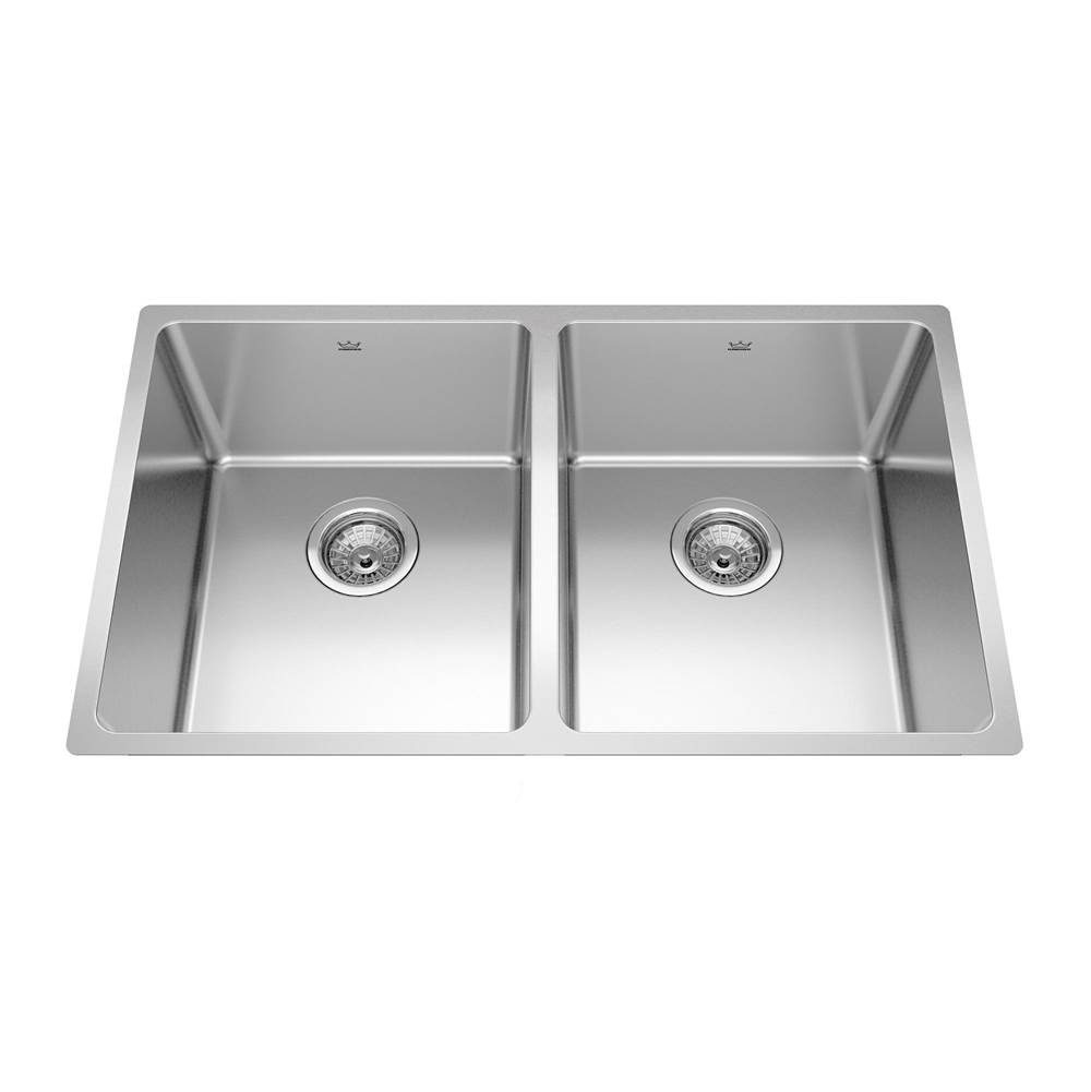 Bathworks ShowroomsKindred CanadaBrookmore 12.1-in LR x 18.2-in FB Undermount Double Bowl Stainless Steel Kitchen Sink