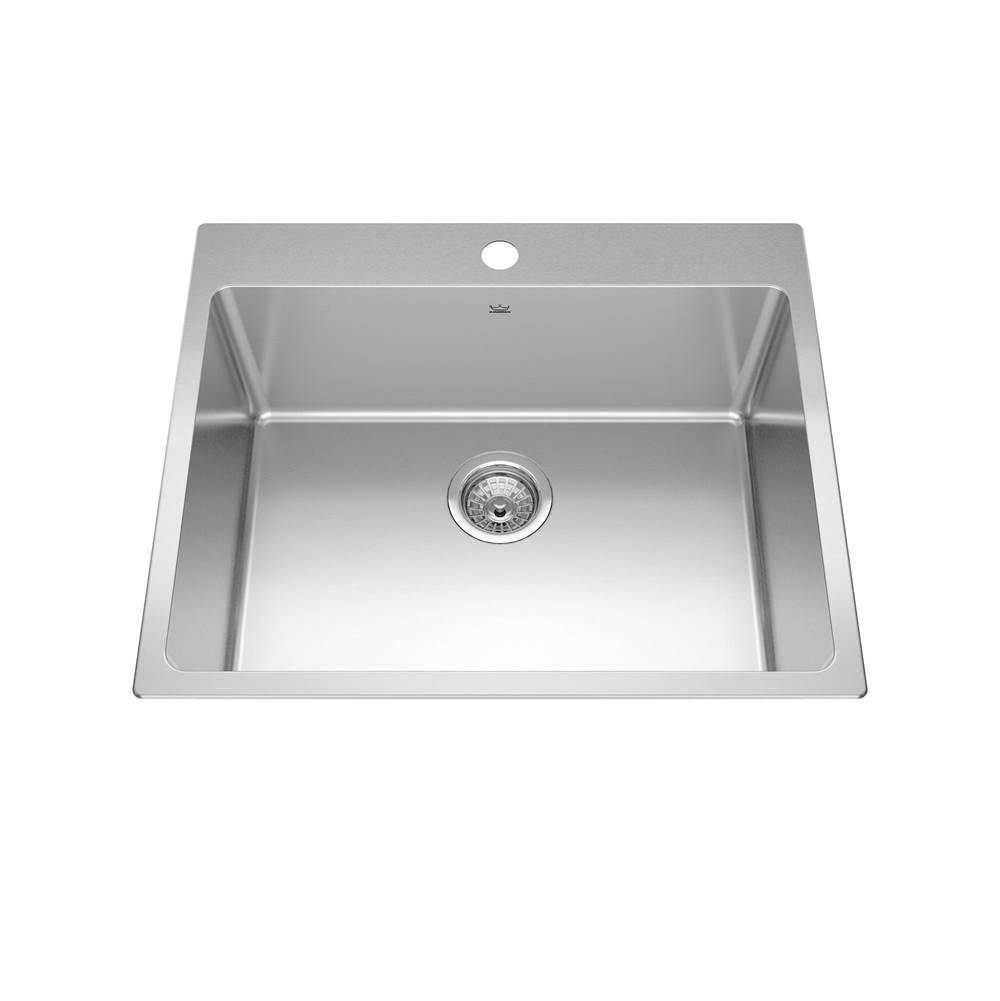 Bathworks ShowroomsKindred CanadaBrookmore 25.1-in LR x 20.9-in FB Drop in Single Bowl Stainless Steel Kitchen Sink