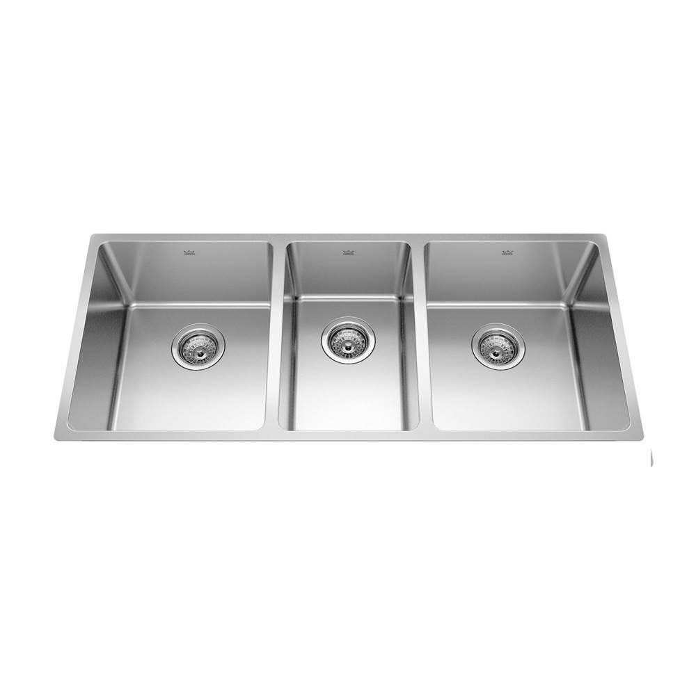 Bathworks ShowroomsKindred CanadaBrookmore 41.5-in LR x 16.6-in FB Undermount Triple Bowl Stainless Steel Kitchen Sink