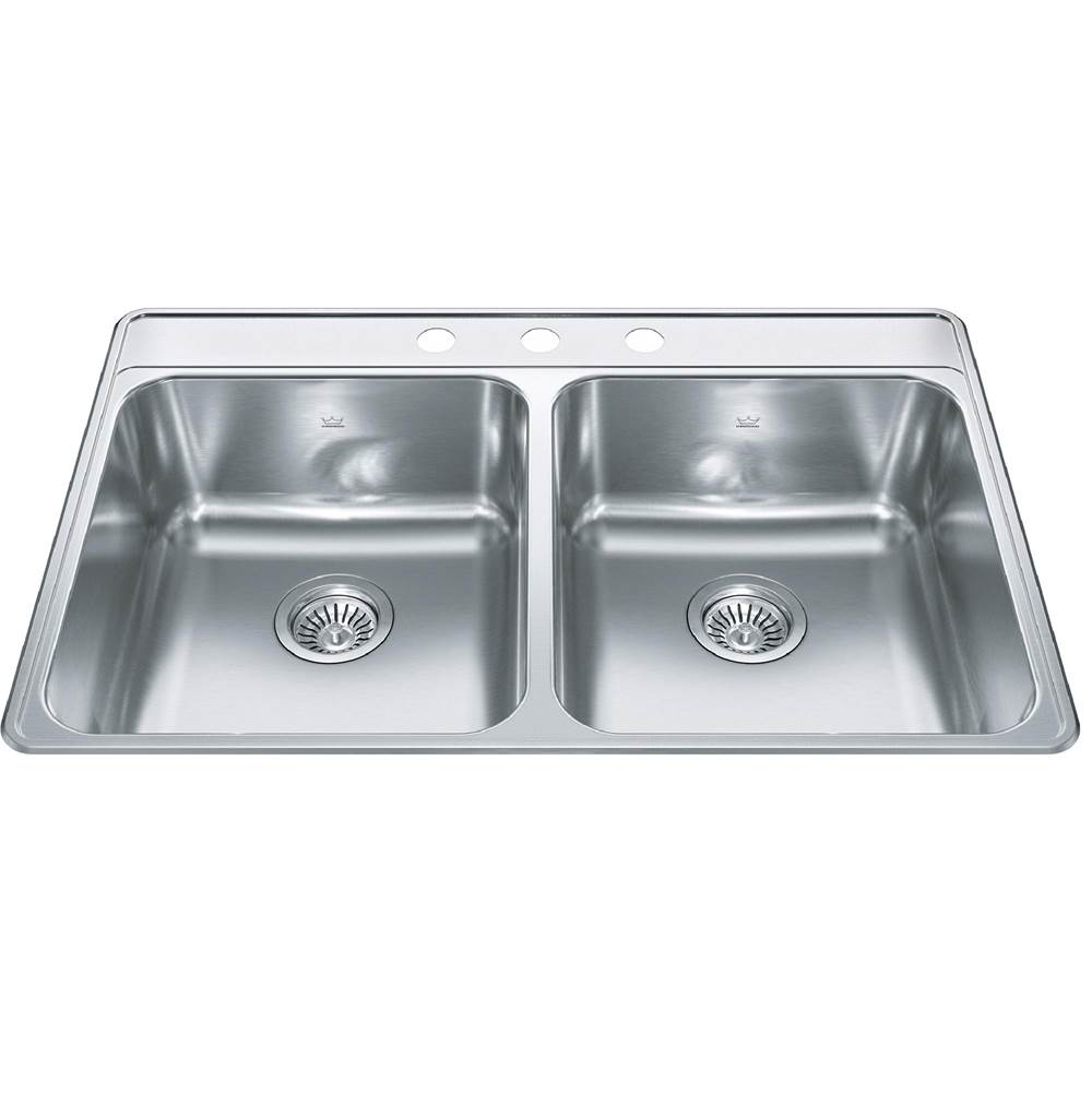 Kindred Canada Drop In Double Bowl Sink Kitchen Sinks item CDLA3322-8-3CB