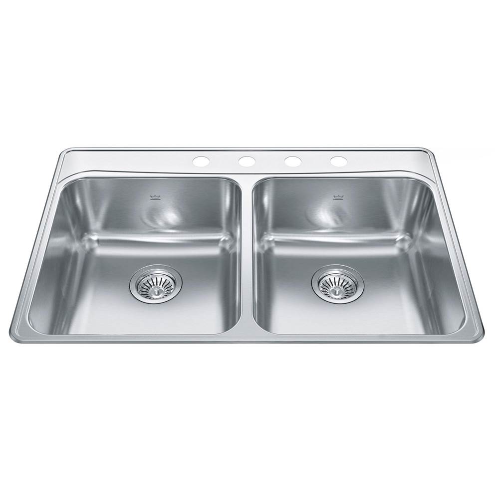 Bathworks ShowroomsKindred CanadaCreemore 33-in LR x 22-in FB Drop In Double Bowl 4-Hole Stainless Steel Kitchen Sink
