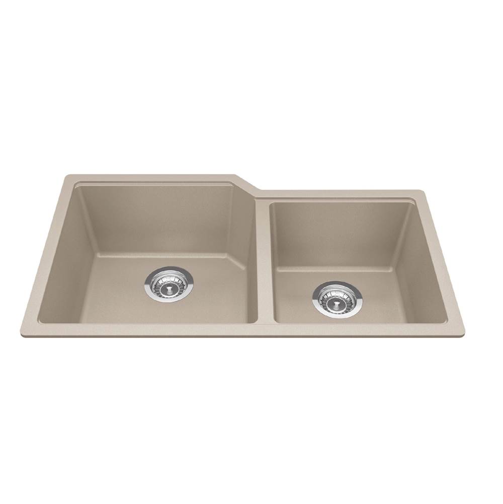 Bathworks ShowroomsKindred CanadaGranite Series 33.88-in LR x 19.69-in FB Undermount Double Bowl Granite Kitchen Sink in Champagne