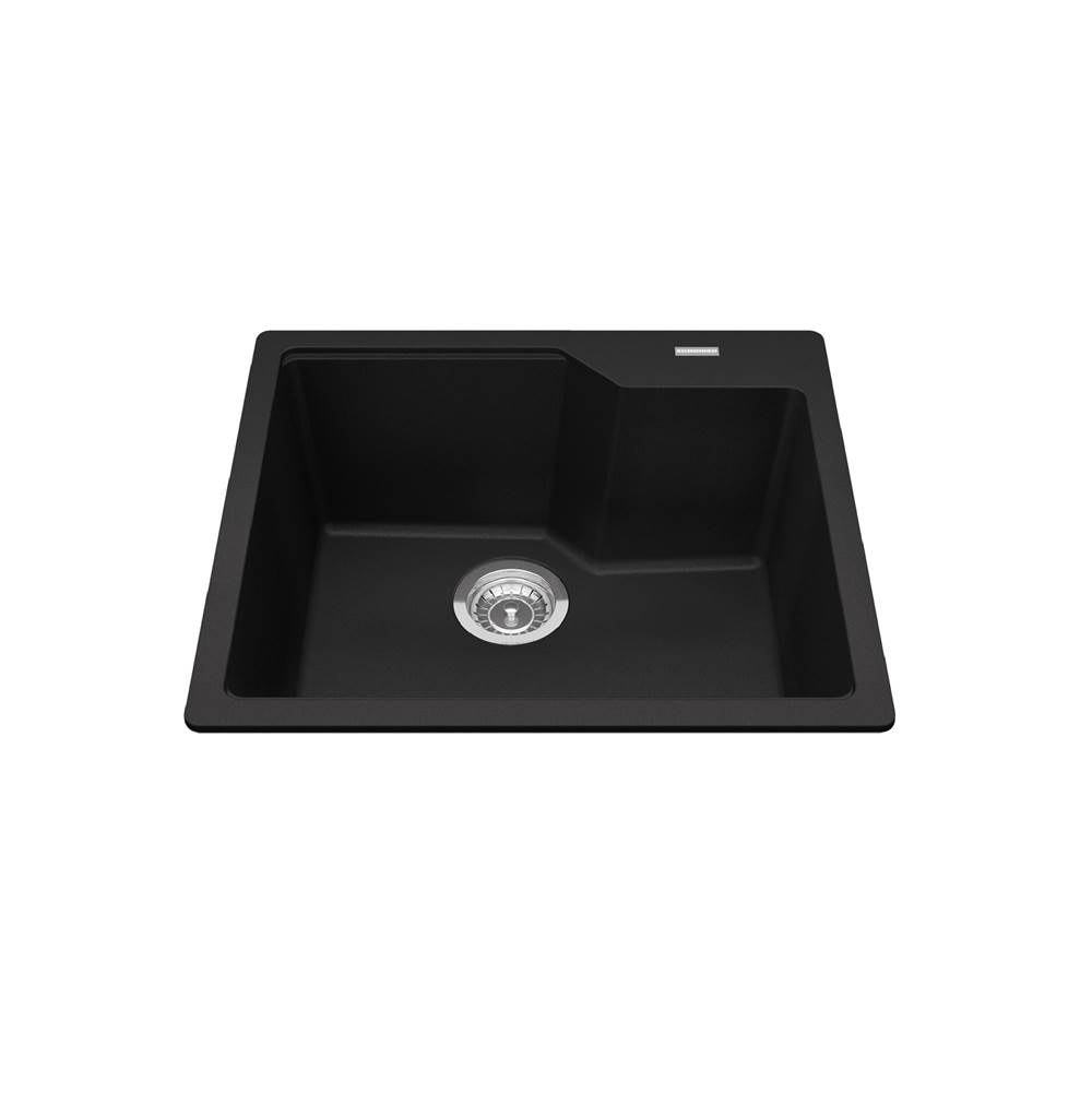Bathworks ShowroomsKindred CanadaGranite Series 22.06-in LR x 19.69-in FB Drop In Single Bowl Granite Kitchen Sink in Matte Black