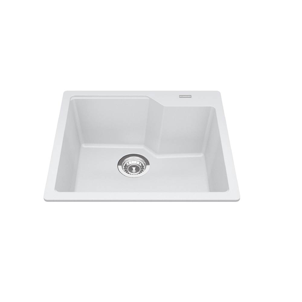 Bathworks ShowroomsKindred CanadaGranite Series 22.06-in LR x 19.69-in FB Drop In Single Bowl Granite Kitchen Sink in Polar White in Polar White