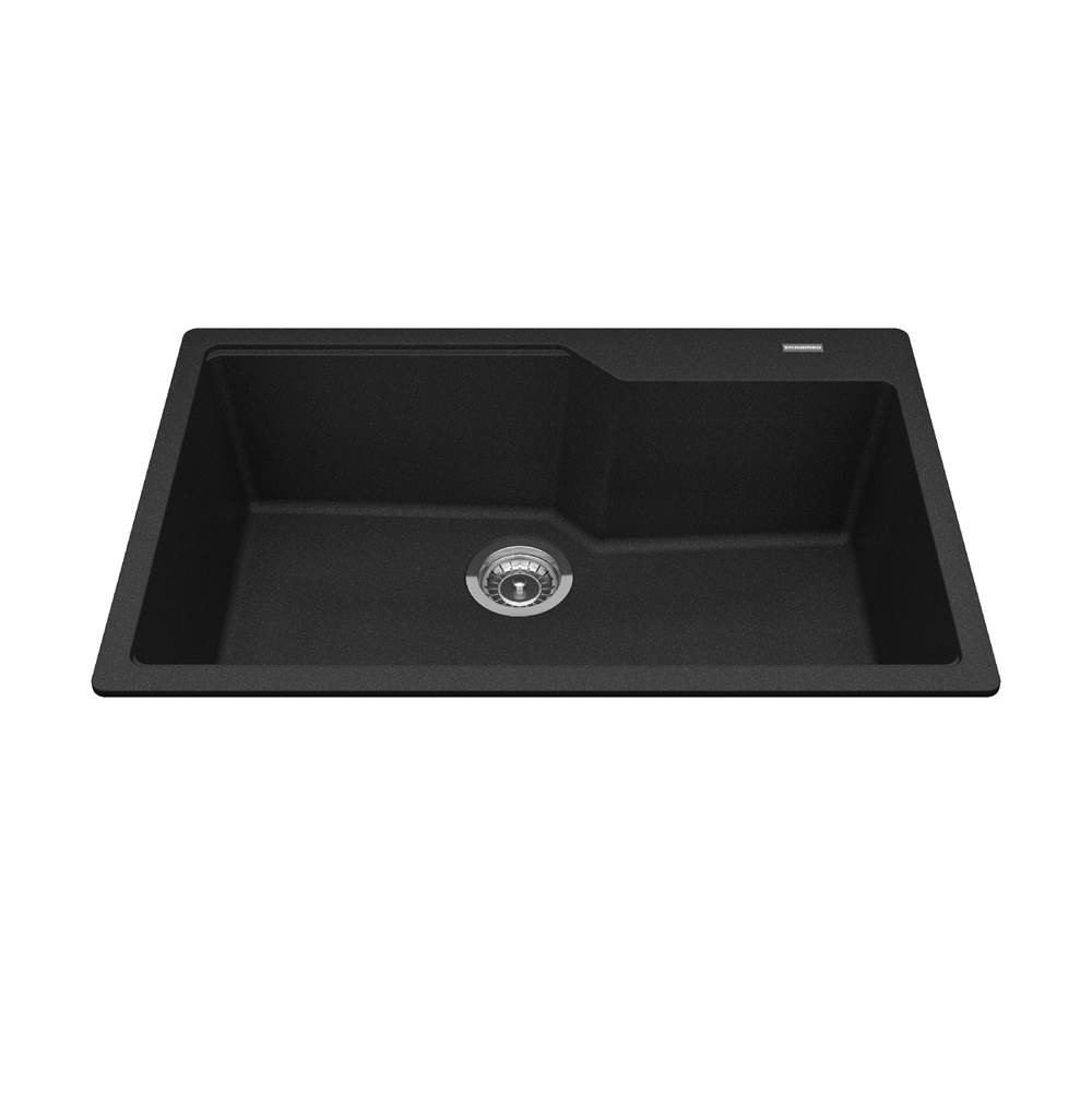 Bathworks ShowroomsKindred CanadaGranite Series 30.7-in LR x 19.69-in FB Drop In Single Bowl Granite Kitchen Sink in Onyx
