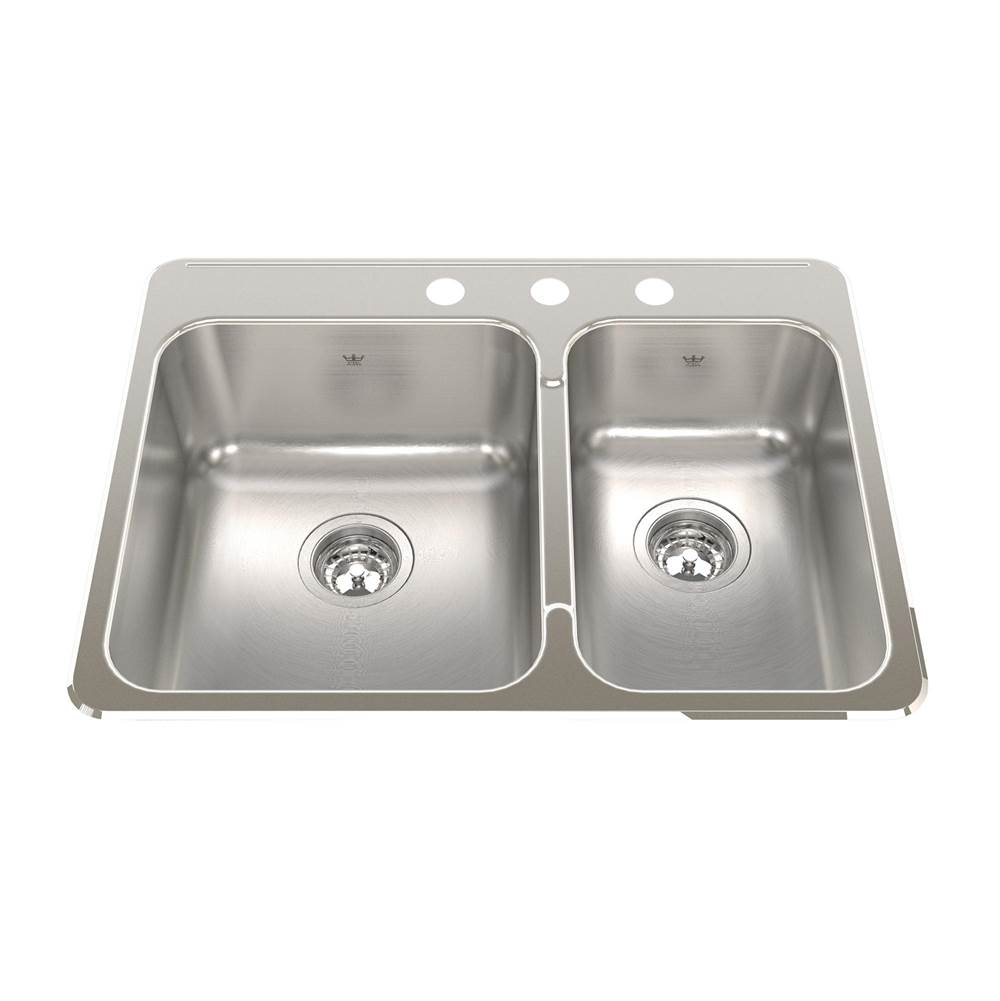 Bathworks ShowroomsKindred CanadaSteel Queen 27.25-in LR x 20.56-in FB Drop In Double Bowl 3-Hole Stainless Steel Kitchen Sink