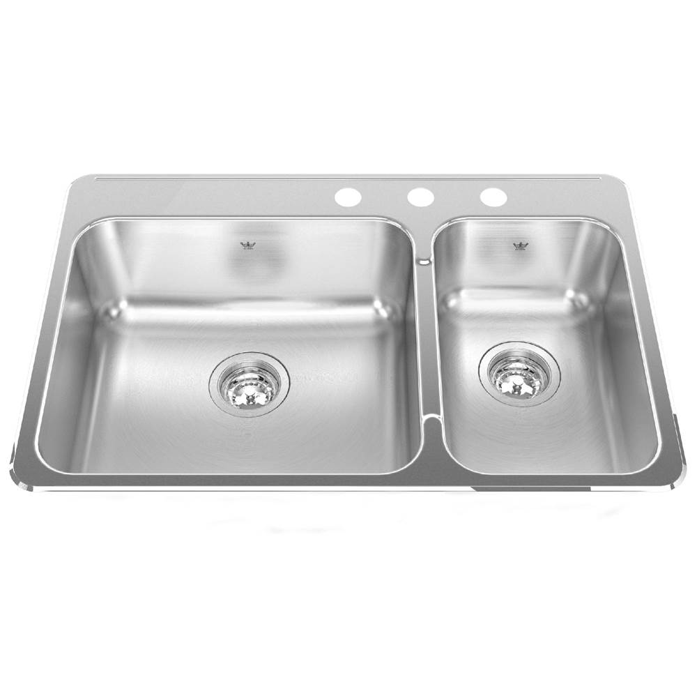 Bathworks ShowroomsKindred CanadaSteel Queen 31.25-in LR x 20.5-in FB Drop In Double Bowl 3-Hole Stainless Steel Kitchen Sink