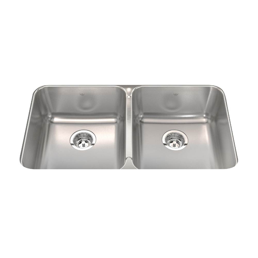 Bathworks ShowroomsKindred CanadaSteel Queen 32.88-in LR x 18.75-in FB Undermount Double Bowl Stainless Steel Kitchen Sink