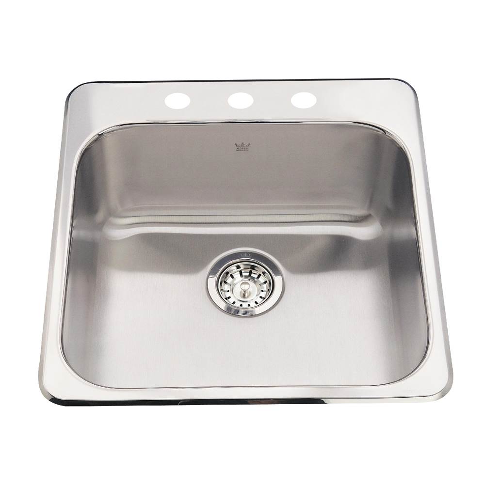 Bathworks ShowroomsKindred CanadaSteel Queen 20-in LR x 20.5-in FB Drop In Single Bowl 3-Hole Stainless Steel Kitchen Sink