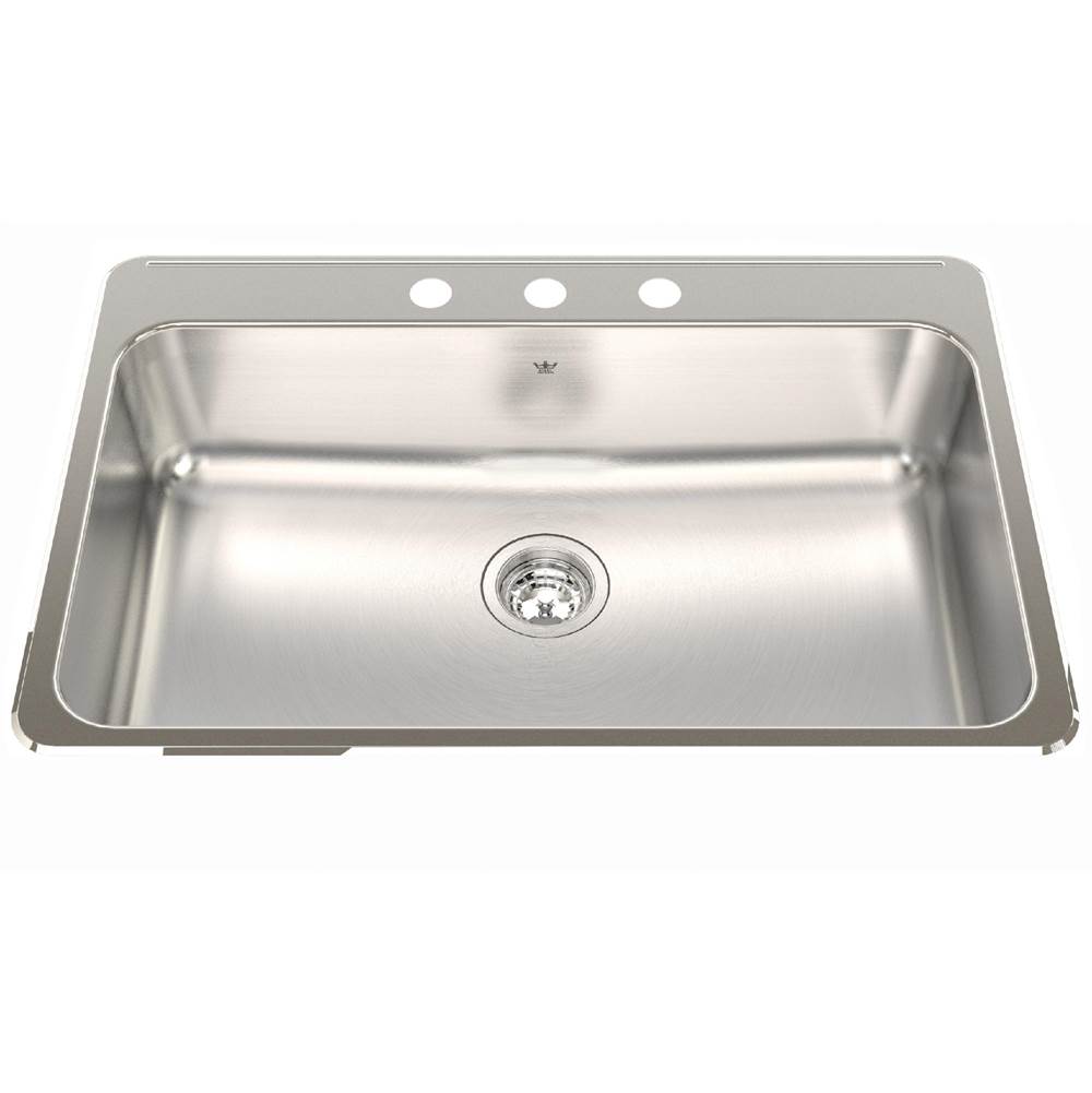Bathworks ShowroomsKindred CanadaSteel Queen 31.25-in LR x 20.5-in FB Drop In Single Bowl 3-Hole Stainless Steel Kitchen Sink