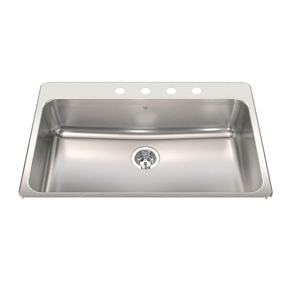Bathworks ShowroomsKindred CanadaSteel Queen 33.38-in LR x 22-in FB Drop In Single Bowl 4-Hole Stainless Steel Kitchen Sink