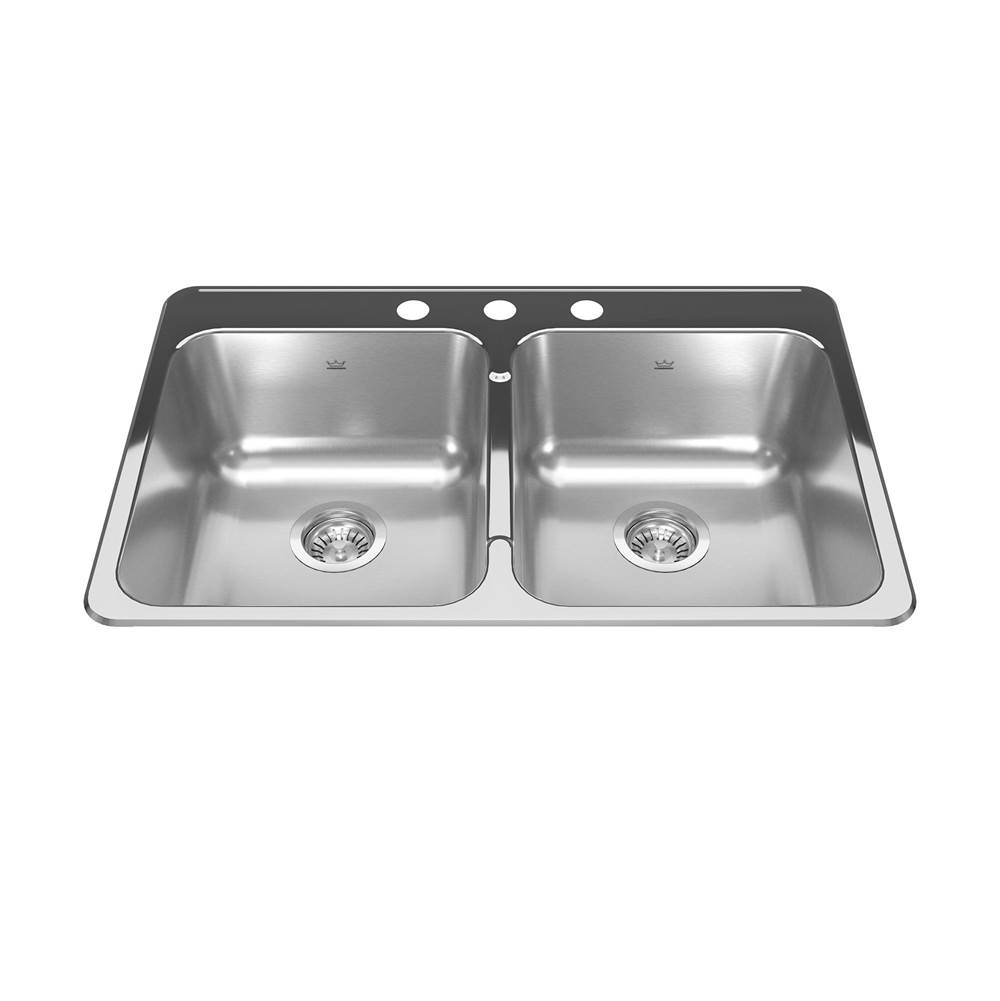 Bathworks ShowroomsKindred CanadaReginox 31.25-in LR x 20.5-in FB Drop In Double Bowl 3-Hole Stainless Steel Kitchen Sink