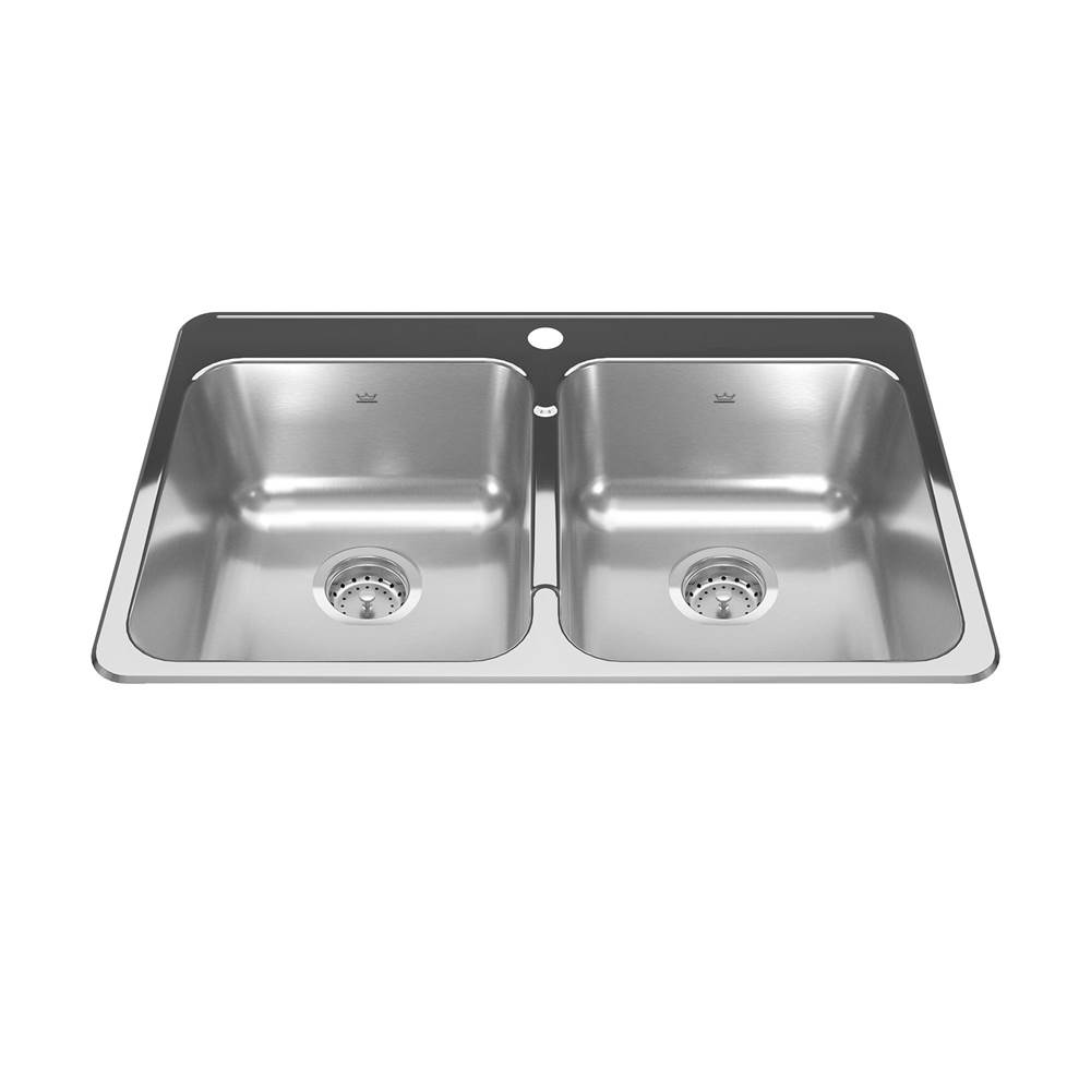 Bathworks ShowroomsKindred CanadaReginox 31.25-in LR x 20.5-in FB Drop In Double Bowl 1-Hole Stainless Steel Kitchen Sink