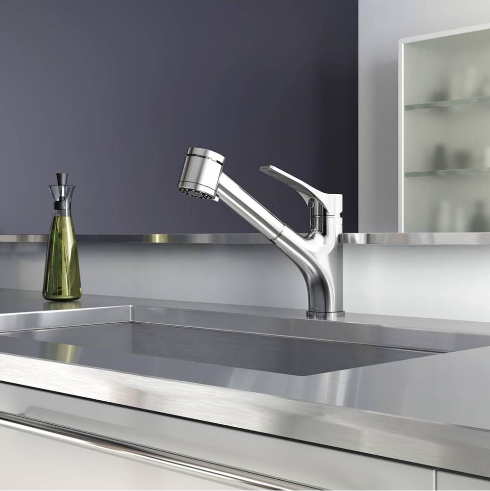 Bathworks ShowroomsKaliaDEKA surfer™ Single Handle Kitchen Faucet Pull-Out Dual Spray Chrome