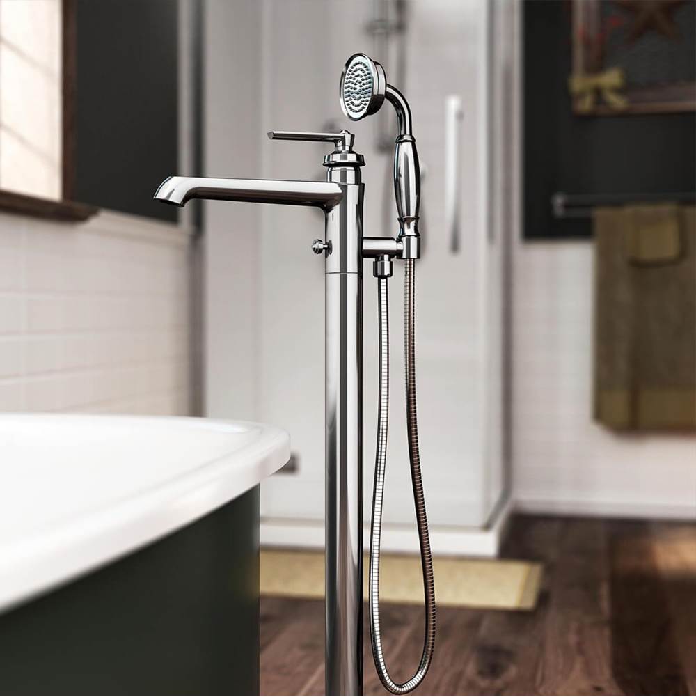 Bathworks ShowroomsKaliaRUSTIK™ Floormount Tub Filler with Handshower Chrome