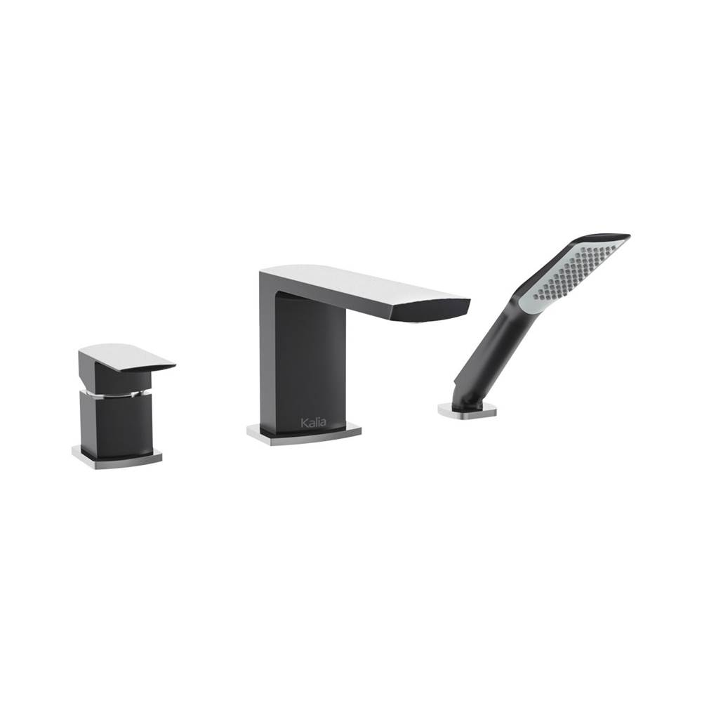 Bathworks ShowroomsKaliaGRAFIK™ 3-Piece Deckmount Tub Filler with Handshower Chrome/Black