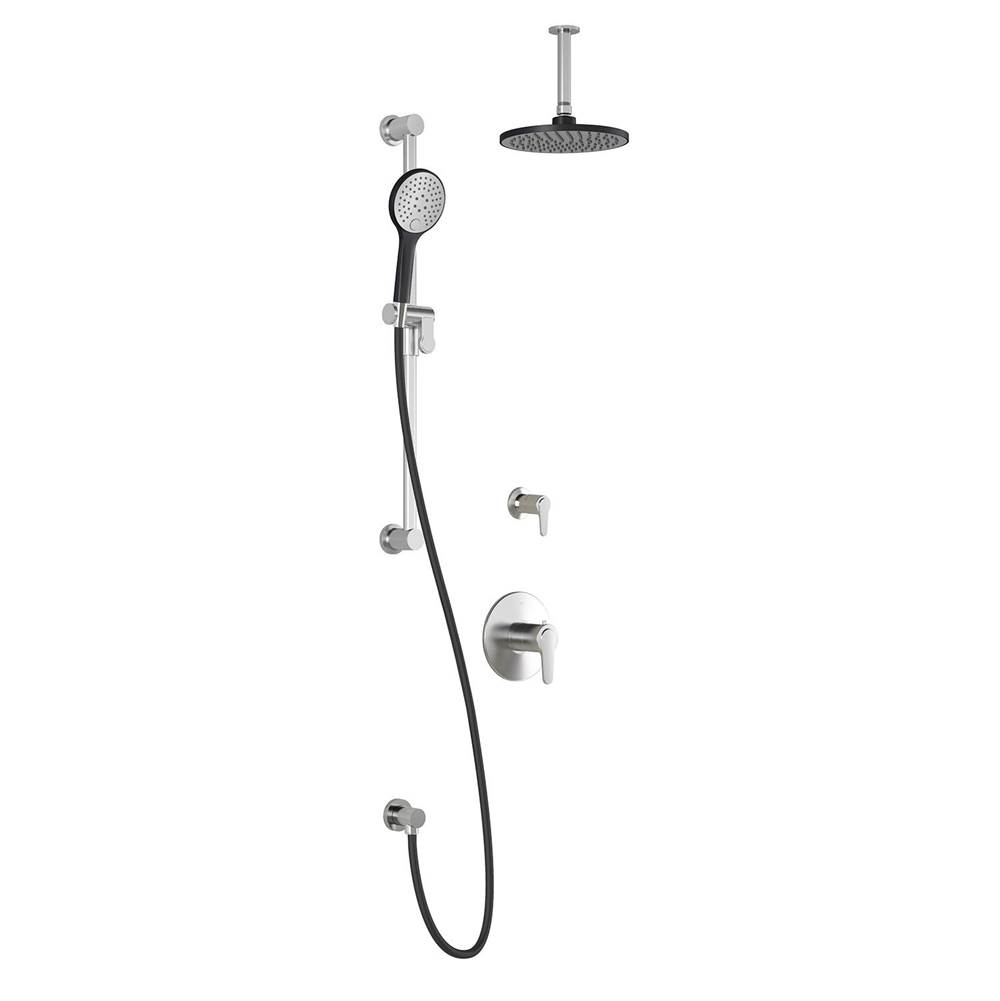 Bathworks ShowroomsKaliaKONTOUR™ TD2 (Valves Not Included) AQUATONIK™ T/P Shower System with Vertical Ceiling Arm Black/Chrome