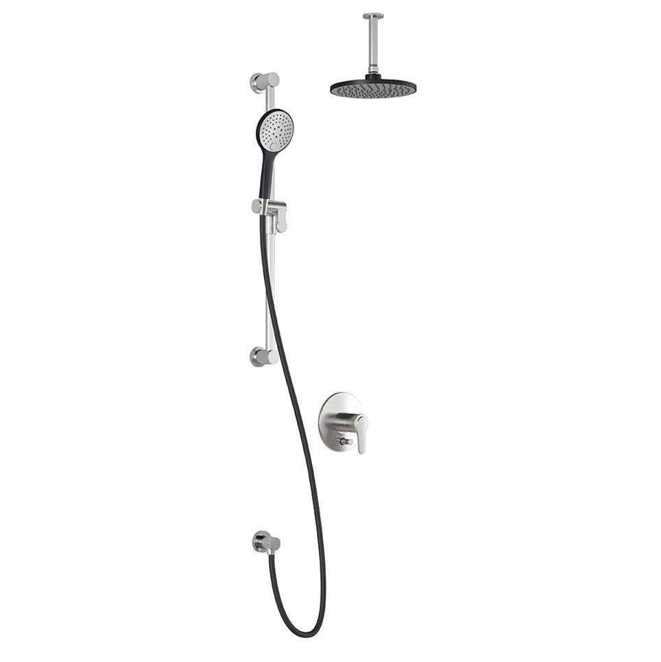 Bathworks ShowroomsKaliaKONTOUR™ PB4 (Valve Not Included) Pressure Balance Shower System Vertical Ceiling Arm Black/Chrome