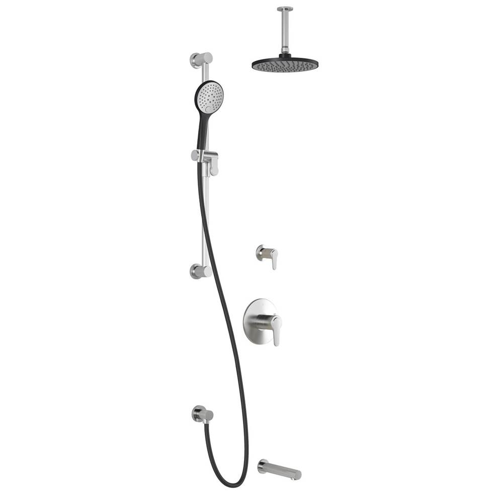 Bathworks ShowroomsKaliaKONTOUR™ TD3 (Valves Not Included) AQUATONIK™ T/P Shower System with Vertical Ceiling Arm Black/Chrome