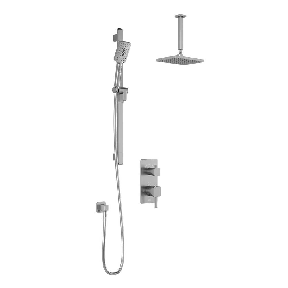 Bathworks ShowroomsKaliaSquareOne™ TD2 (Valve Not Included) AQUATONIK™ T/P with Diverter Shower System with Vertical Ceiling Arm Chrome