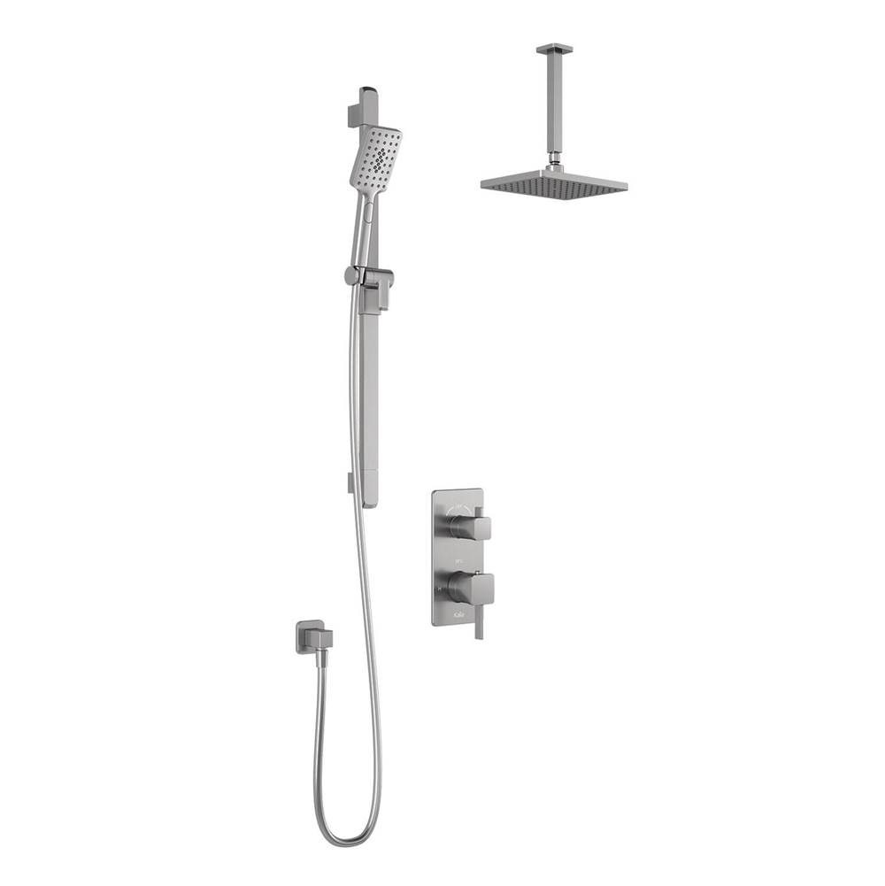 Bathworks ShowroomsKaliaSquareOne™ TD2 AQUATONIK™ T/P with Diverter Shower System with Vertical Ceiling Arm Pure Nickel PVD