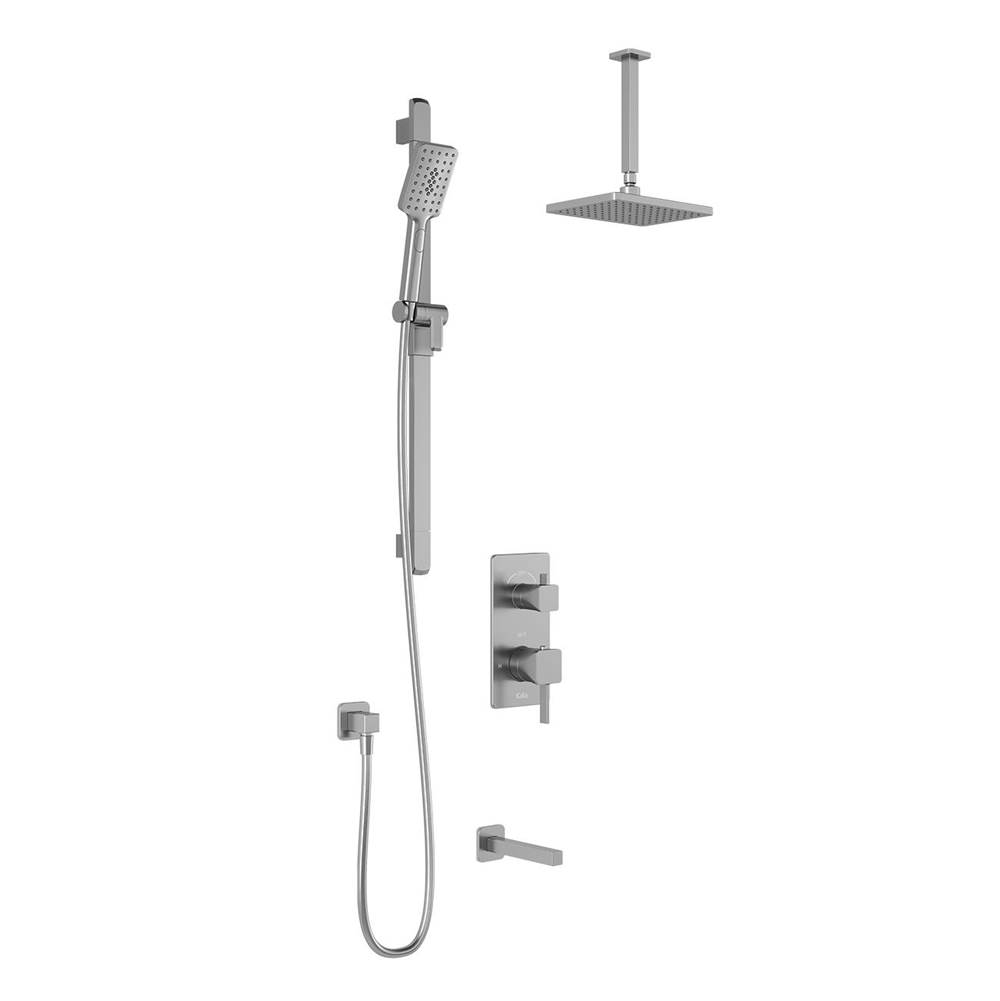 Bathworks ShowroomsKaliaSquareOne™ TD3 (Valve Not Included) AQUATONIK™ T/P with Diverter Shower System with Vertical Ceiling Arm Chrome