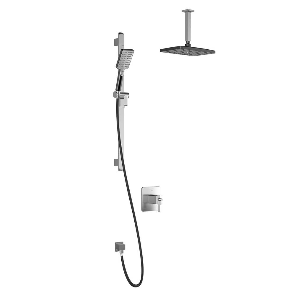 Kalia GRAFIK™ TCD1 PREMIA AQUATONIK™ T/P Coaxial Shower System with Vertical Ceiling Arm Chrome/Black