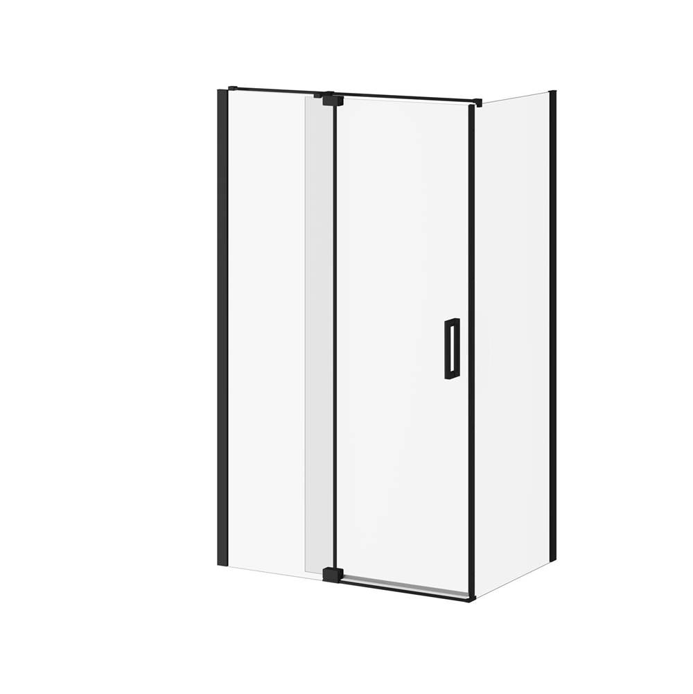 Kalia DISTINK™ 48''x77'' 2-Panel Pivot Shower Door for 32''Corner Inst. (Reversible) Matte Black Clear Duraclean Glass