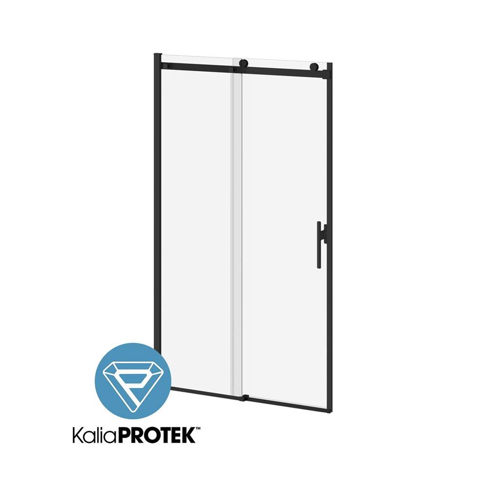 Bathworks ShowroomsKaliaKONCEPT EVO with KaliaProtek™ 48''x77'' Sliding Shower Door Duraclean Glass with Film - Fixed Panel and Mobile Panel for Alcove Installation (Right Opening) Matte Black