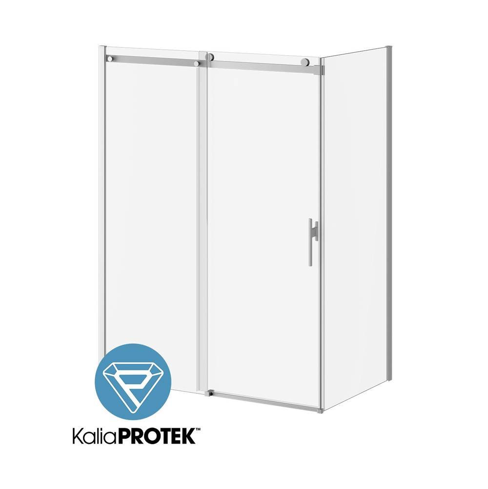 Kalia KONCEPT EVO with KaliaProtek™ 60''x77'' Sliding Shower Door Duraclean Glass with Film 36''x77'' Duraclean Glass Return Panel for Corner Installation (Right Opening) Chrome