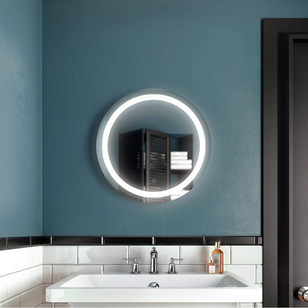 Bathworks ShowroomsKaliaEFFECT Round LED Lighting Mirror 24 x 24 With Interior Frosted Strip and 2-Tones Touch Switch