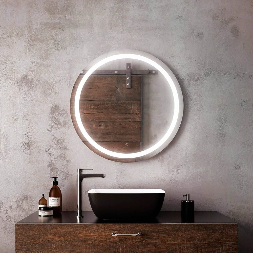 Bathworks ShowroomsKaliaEFFECT Round LED Lighting Mirror 30 x 30 With Interior Frosted Strip and 2-Tones Touch Switch