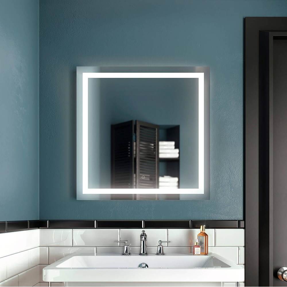 Bathworks ShowroomsKaliaEFFECT Square LED Lighting Mirror 30 x 30 With Interior Frosted Strip and 2-Tones Touch Switch