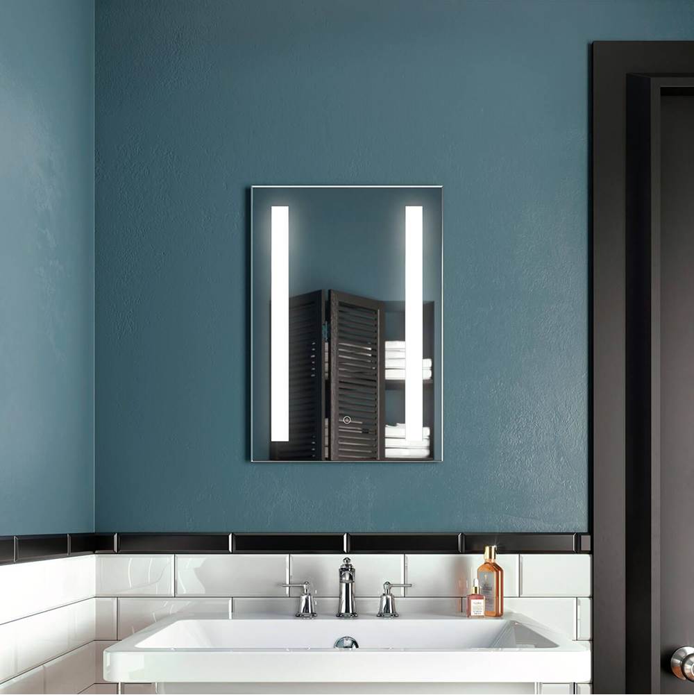 Bathworks ShowroomsKaliaBRILIA Rect. LED Lighting Mirror 18 x 26 With Frosted Vertical Bands Within and 2-Tones Touch Switch