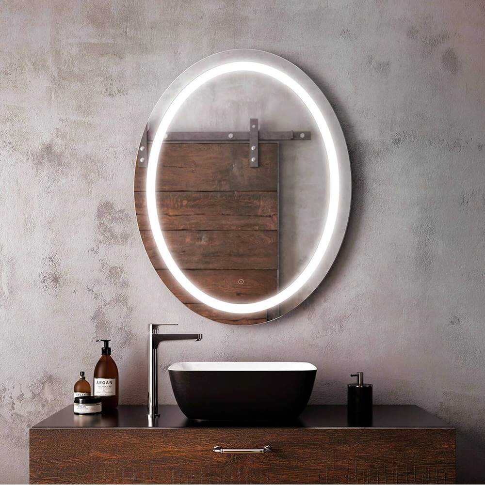 Bathworks ShowroomsKaliaEFFECT Oval LED Lighting Mirror 30 x 38 With Interior Frosted Strip and 2-Tones Touch Switch