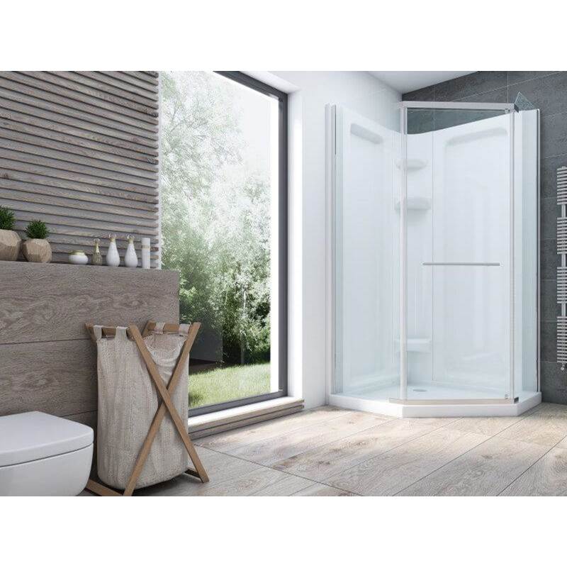 Bathworks ShowroomsMirolin CanadaCorner 38'' Neo Angle Door Plain Silver