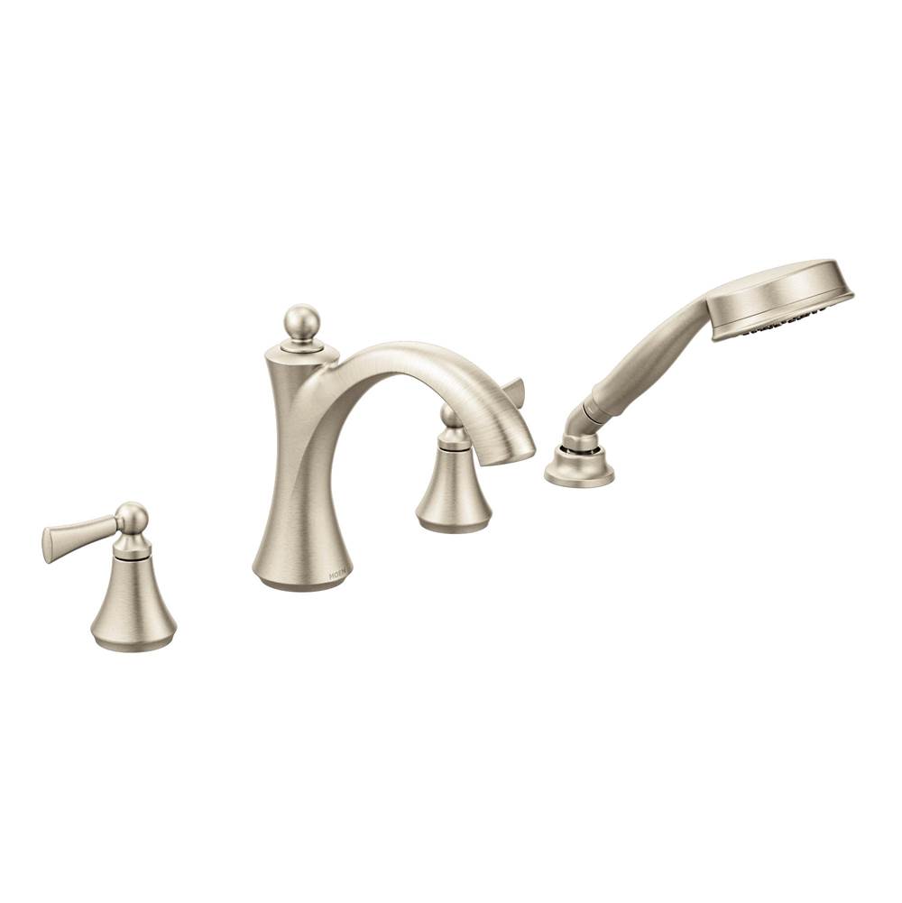 Bathworks ShowroomsMoen CanadaWynford Brushed Nickel Two-Handle Diverter Roman Tub Faucet Includes Hand Shower